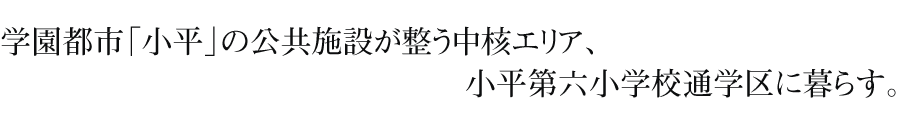 学園都市「小平」の公共施設が整う中核エリア、小平第六小学校通学区に暮らす。